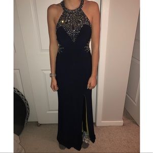 Blue & Green Embellished Prom Dress